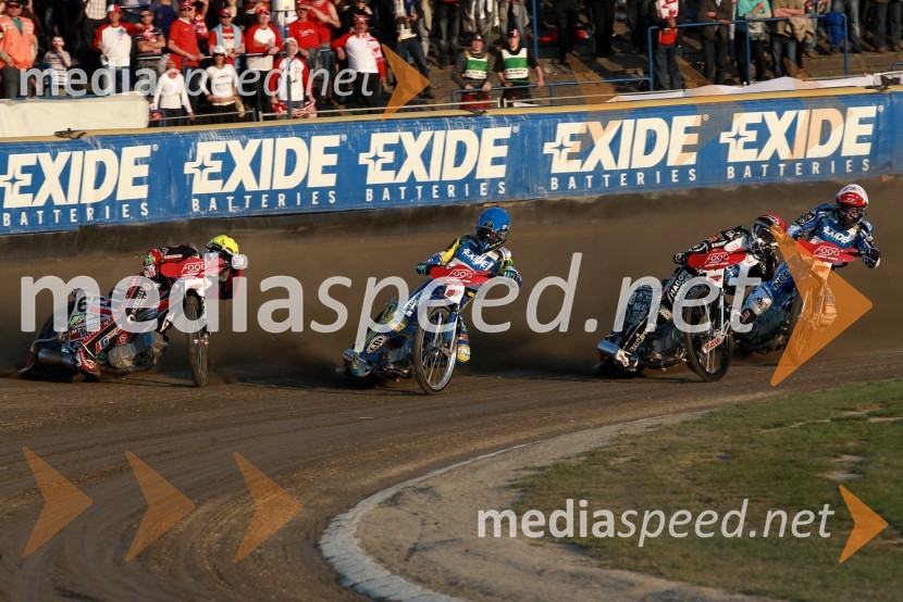Chris Harris, Avstralija, Tomasz Gollob, Poljska, Chris Holder, Avstralija in Fredrik Lindgren, ŠvedskaSpeedway Grand Prix 2011, VN Evrope - 1. dirka