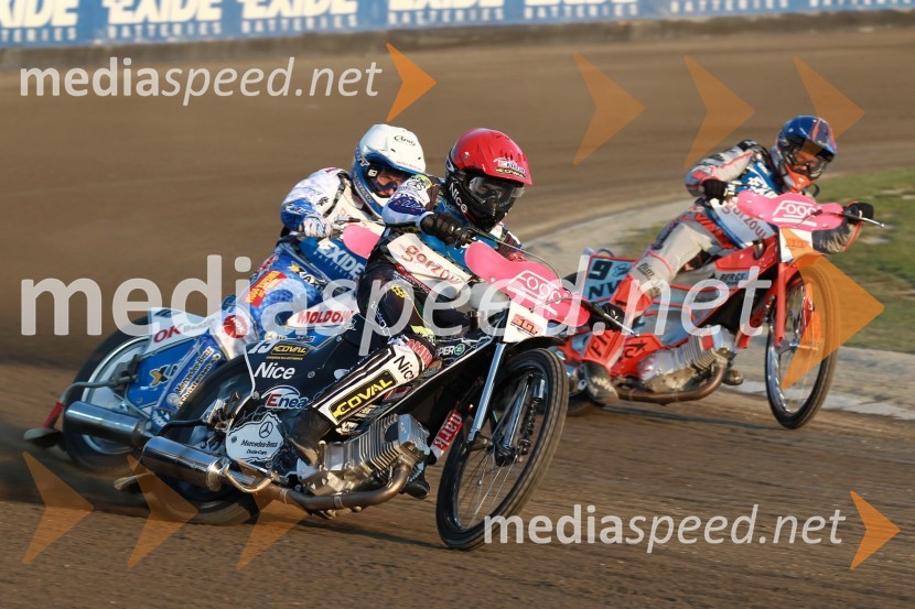 Nicki Pedersen, Poljska, Janusz Kołodziej, Poljska in Andreas Jonsson, ŠvedskaSpeedway Grand Prix 2011, VN Evrope - 1. dirka