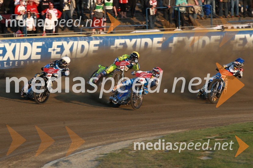Greg Hancock, ZDA, Kenneth Bjerre, Danska, Emil Sayfutdinov, Rusija in Jarosłav Hampel, PoljskaSpeedway Grand Prix 2011, VN Evrope - 1. dirka