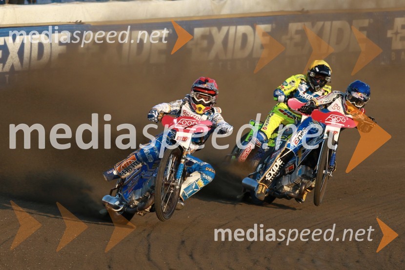 Emil Sayfutdinov, Rusija, Kenneth Bjerre, Danska in Jarosłav Hampel, PoljskaSpeedway Grand Prix 2011, VN Evrope - 1. dirka
