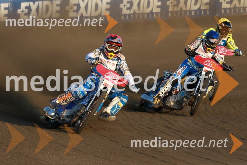 Emil Sayfutdinov, Rusija, Jarosłav Hampel, Poljska in Kenneth Bjerre, DanskaSpeedway Grand Prix 2011, VN Evrope - 1. dirka