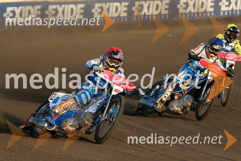 Emil Sayfutdinov, Rusija, Jarosłav Hampel, Poljska in Kenneth Bjerre, DanskaSpeedway Grand Prix 2011, VN Evrope - 1. dirka