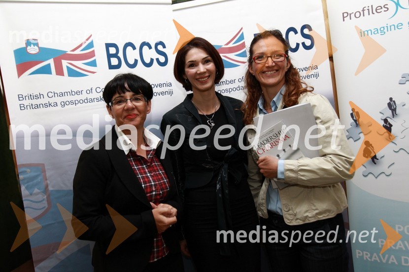 Zvezdana Lubej, direktorica Profiles International Slovenia, Saša Rakita, direktorica marketinga na BCCS in Agnesa Stemberger, TomplastBritanska gospodarska zbornica v Sloveniji ter Profiles International Slovenia sta organizirala predavanje Deirica McCanna in golf turnir