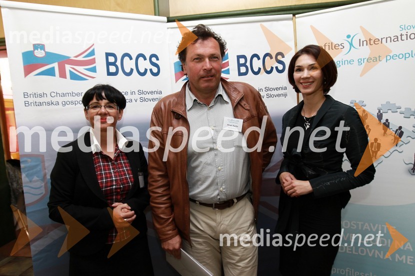 Zvezdana Lubej, direktorica Profiles International Slovenia, Miran Kavka, Alfaestetica in Saša Rakita, direktorica marketinga na BCCSBritanska gospodarska zbornica v Sloveniji ter Profiles International Slovenia sta organizirala predavanje Deirica McCanna in golf turnir