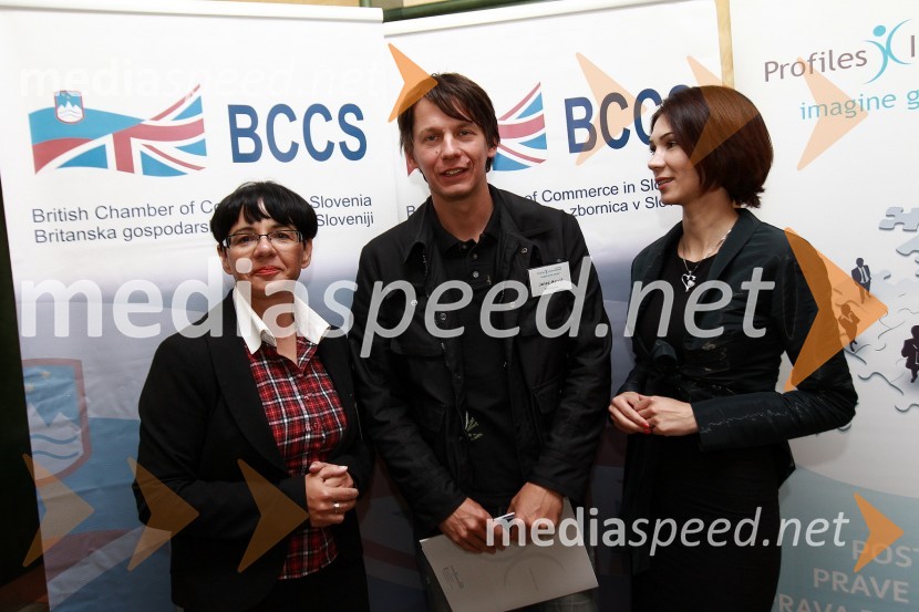 Zvezdana Lubej, direktorica Profiles International Slovenia, Janez Mavrič, GIVO in Saša Rakita, direktorica marketinga na BCCSBritanska gospodarska zbornica v Sloveniji ter Profiles International Slovenia sta organizirala predavanje Deirica McCanna in golf turnir