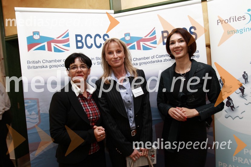 Zvezdana Lubej, direktorica Profiles International Slovenia, Helena Brandner in Saša Rakita, direktorica marketinga na BCCSBritanska gospodarska zbornica v Sloveniji ter Profiles International Slovenia sta organizirala predavanje Deirica McCanna in golf turnir