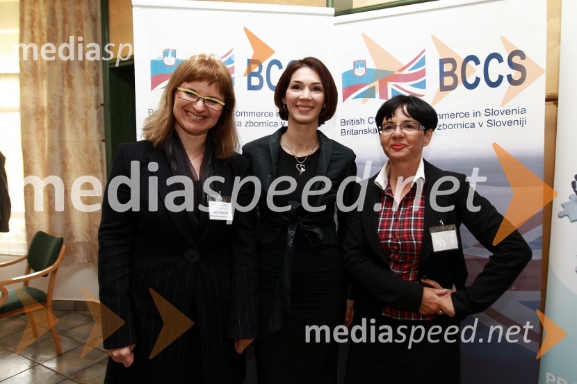 Jana Šušteršič, Profiles International Slovenia, Zvezdana Lubej, direktorica Profiles International Slovenia in Saša Rakita, direktorica marketinga na BCCSBritanska gospodarska zbornica v Sloveniji ter Profiles International Slovenia sta organizirala predavanje Deirica McCanna in golf turnir