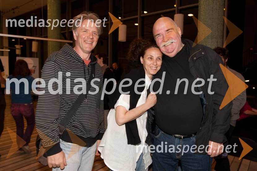 Brane Završan, igralec, Lučka Počkaj, igralka in Peter Gombač, oče glasbenika Boštjana GombačaDruga godba, otvoritev festivala