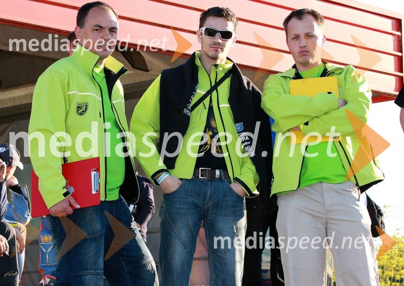 Tomaž Požrl, Jernej Pečnik (AMTK Ljubljana) in Mitja PožrlSpeedway, SP kvalifikacije SGP 2012, 1. dirka