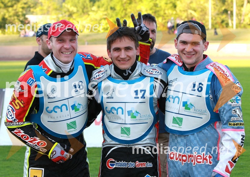 Denis Štojs, Samo Kukovica in Matija Duh (AMD Krško)Speedway, SP kvalifikacije SGP 2012, 1. dirka