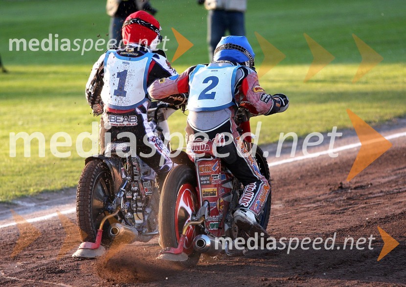 Simon Gustafsson (Švedska) in Aleksander Čonda (AMD Krško)Speedway, SP kvalifikacije SGP 2012, 1. dirka