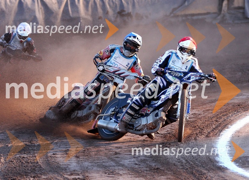 Simon Gustafsson(Švedska) in Aleksander Čonda(AMD Krško)Speedway, SP kvalifikacije SGP 2012, 1. dirka