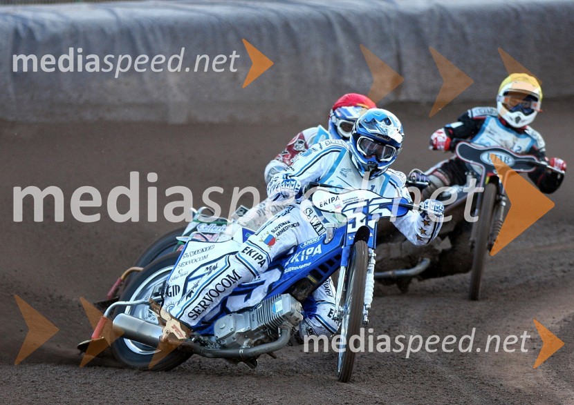 Matej Žagar (AMTK Ljubljana), Mathieu Tresarrieu (Francija) in Daniel Nermark (Švedska)Speedway, SP kvalifikacije SGP 2012, 1. dirka