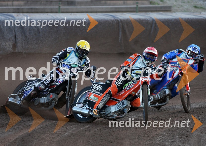 David Ruud (Švedska), Adrian Miedzinski (Poljska) in Lukas Dryml (Češka)Speedway, SP kvalifikacije SGP 2012, 1. dirka