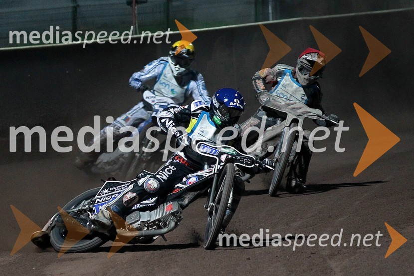 Adrian Miedzinski (Poljska), Matej Žagar (AMTK Ljubljana) in Aleksander Čonda (AMD Krško)Speedway, SP kvalifikacije SGP 2012, 1. dirka