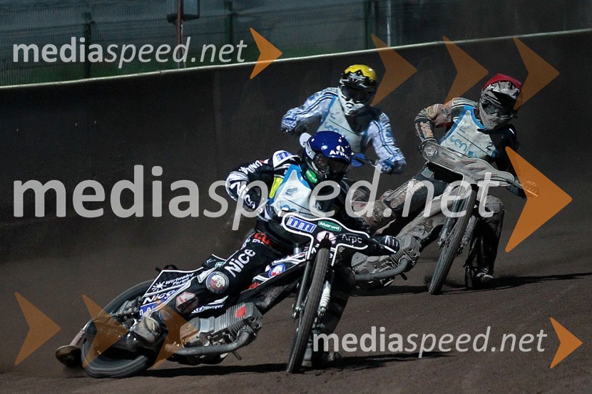 Adrian Miedzinski (Poljska), Matej Žagar (AMTK Ljubljana) in Aleksander Čonda (AMD Krško)Speedway, SP kvalifikacije SGP 2012, 1. dirka