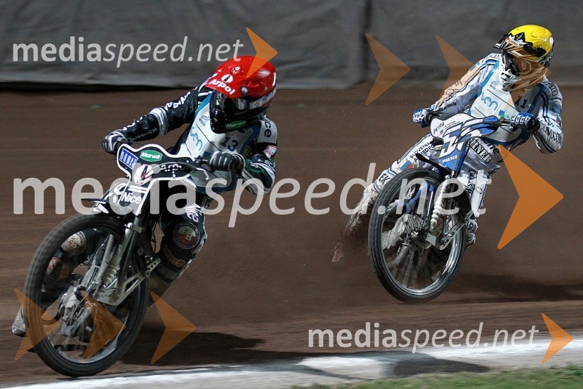 Adrian Miedzinski (Poljska) in Matej Žagar (AMTK Ljubljana)Speedway, SP kvalifikacije SGP 2012, 1. dirka