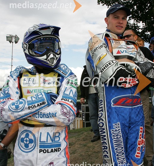 Matej Žagar in Jason Crump (Avstralija)SPEEDWAY GRAND PRIX, VN Češke 2006, trening