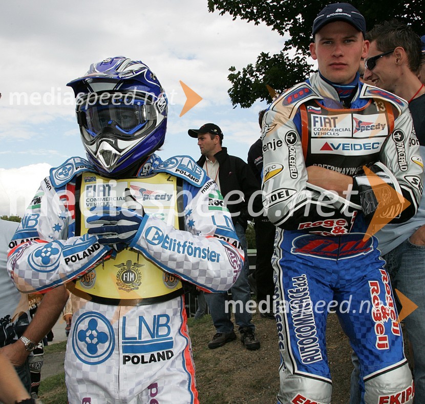 Matej Žagar in Jason Crump (Avstralija)SPEEDWAY GRAND PRIX, VN Češke 2006, trening