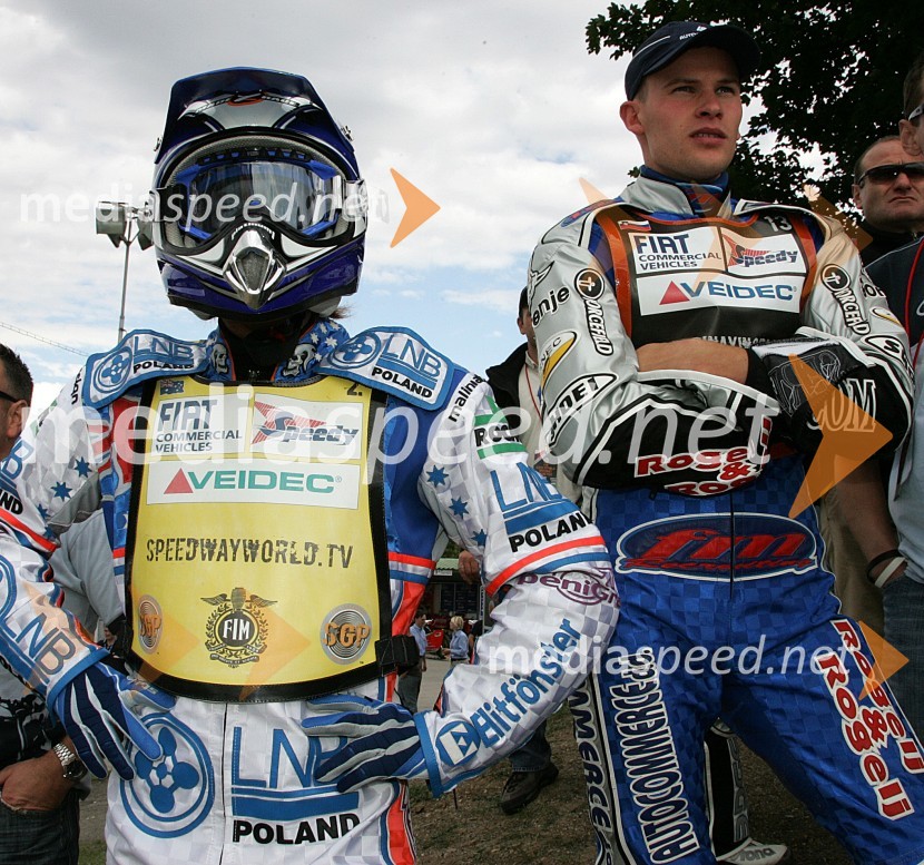Matej Žagar in Jason Crump (Avstralija)SPEEDWAY GRAND PRIX, VN Češke 2006, trening