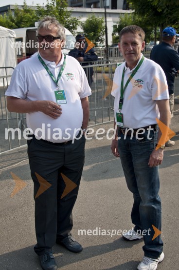 Zvonko Murgelj, direktor podjetja Radenska in Emil Šmid, povezovalec prireditve31. Maraton treh src, reportaža