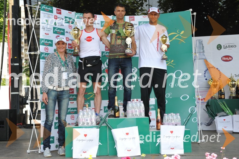 Petra Majdič, smučarska tekačica, Aljoša Smolnikar, 2. mesto, Robert Lenardo, 1.mesto, Sadet Čaušević, 3. mesto v teku na 10km31. Maraton treh src, reportaža