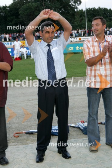 lastnik stadiona Milenium in predsednik Speedway kluba Unia Goričan Zvonimir - Zvonko Pavlic in glavni sodnik prve dirke Andrej MatjašecSPEEDWAY, otvoritev stadiona Milenium