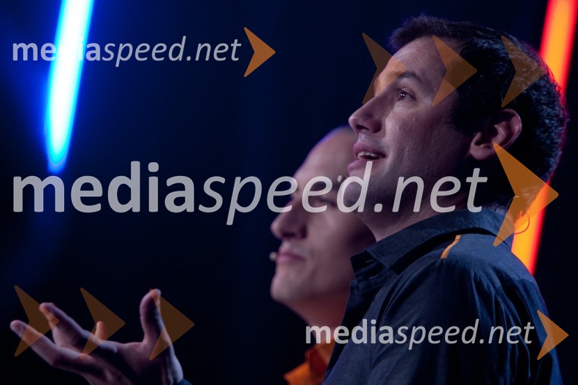 Vid Valič, voditelji in Peter Poles, voditeljSlovenija ima talent, snemanje četrte polfinalne oddaje