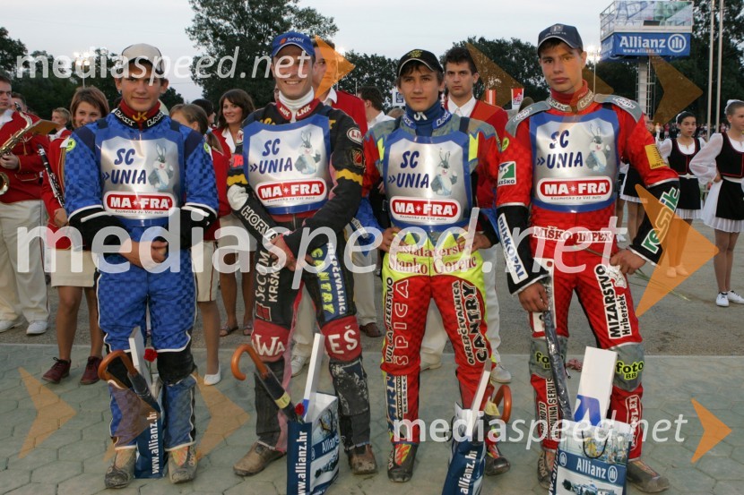 Matija Duh, Denis Štojs, Samo Kukovica in Davor Volk, vsi AMD KrškoSPEEDWAY, otvoritev stadiona Milenium