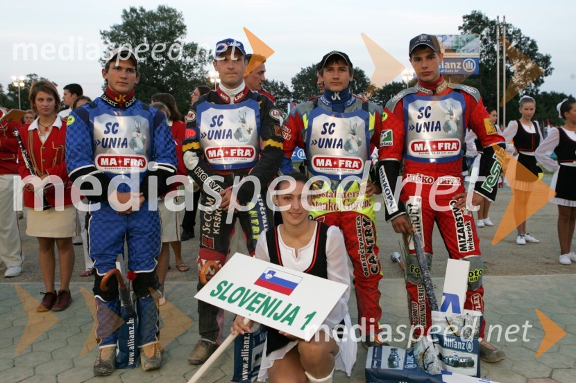 Matija Duh, Denis Štojs, Samo Kukovica in Davor Volk, vsi AMD KrškoSPEEDWAY, otvoritev stadiona Milenium