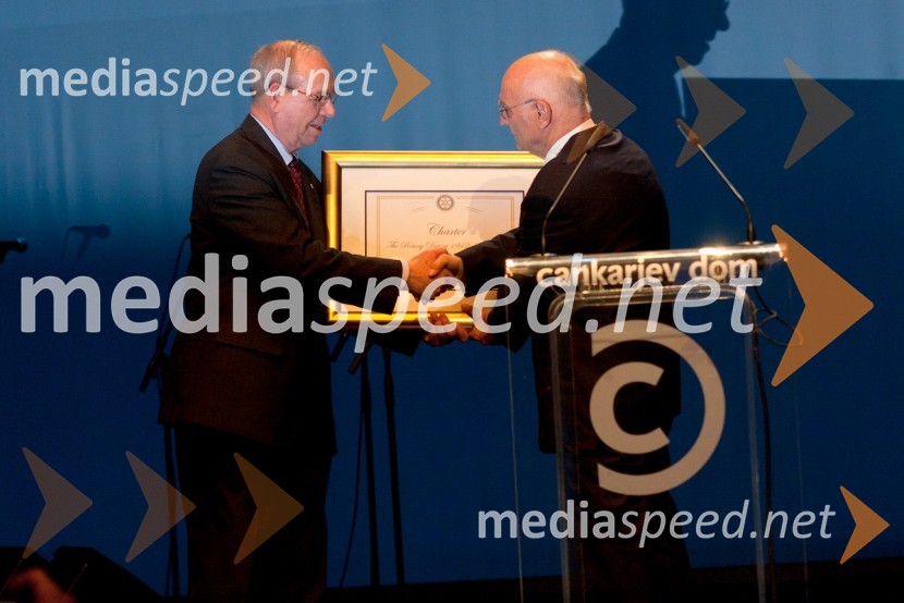 Ray Klinginsmith, predsednik Rotary International in Stanko Ojnik, prvi guverner Distrikta 1912Slovesnost ob ustanovitvi Rotary International District 1912