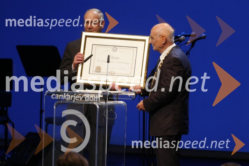 Ray Klinginsmith, predsednik Rotary International in Stanko Ojnik, prvi guverner Distrikta 1912Slovesnost ob ustanovitvi Rotary International District 1912