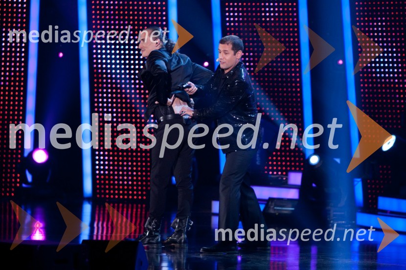 Vid Valič, voditelj in Peter Poles, voditeljSlovenija ima talent, veliki finale