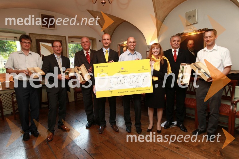 Janko Puklavec, solastnik podjetij P&F Jeruzalem Ormož in P&F Ljutomerčan, Mitja Herga, direktor za enologijo ter razvoj vinogradništva in vinarstva pri P&F Jeruzalem Ormož ter P&F Jeruzalem Ljutomer, mag. Robert Cugelj, generalni direktor URI Soča, Andreja Komel, direktorica za trženje, finance in splošne zadeve pri P&F Jeruzalem Ormož ter P&F Jeruzalem LjutomerMlado in staro za dobrodelnost: Predstavitev novega letnika vin in dobrodelna dražba P&F Jeruzalem Ormož in Ljutomer