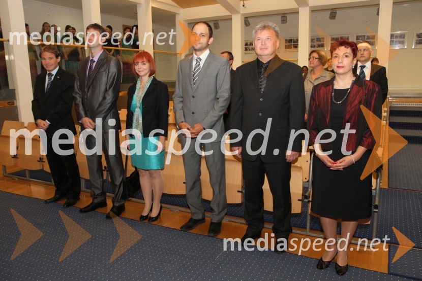 Dr. Gorazd Justinek, Ekonomsko poslovna fakulteta Univerze v Mariboru, dr. Zlatko Nedelko, Ekonomsko poslovna fakulteta Univerze v Mariboru, dr. Suzana Košir, Filozofska fakulteta v Mariboru, dr. Matjaž Turinek, Fakulteta za varnostne vede, dr. Ljubo Vošnjak, Fakulteta za varnostne vede in dr. Elizabeta Mičović, Fakulteta za varnostne vedeUniverza v Mariboru, Promocija doktorjev znanosti