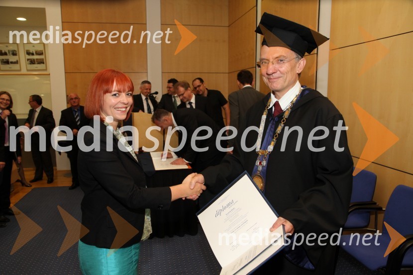 Dr. Suzana Košir, Filozofska fakulteta v Mariboru in prof. dr. Danijel Rebolj, rektor Univerze v MariboruUniverza v Mariboru, Promocija doktorjev znanosti