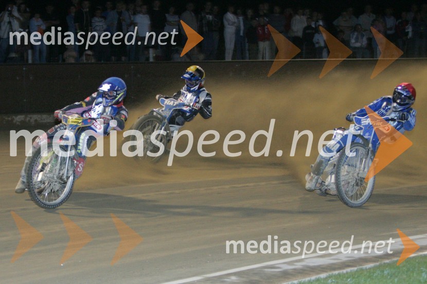 Denis Štojs, AMD Krško; Aleš Kraljič, AMTK Ljubljana in Jurica Pavlic, SK Unia Goričan HrvaškaSPEEDWAY, 3. dirka ekipnega DP Slovenije, Hrvaške in Avstrije