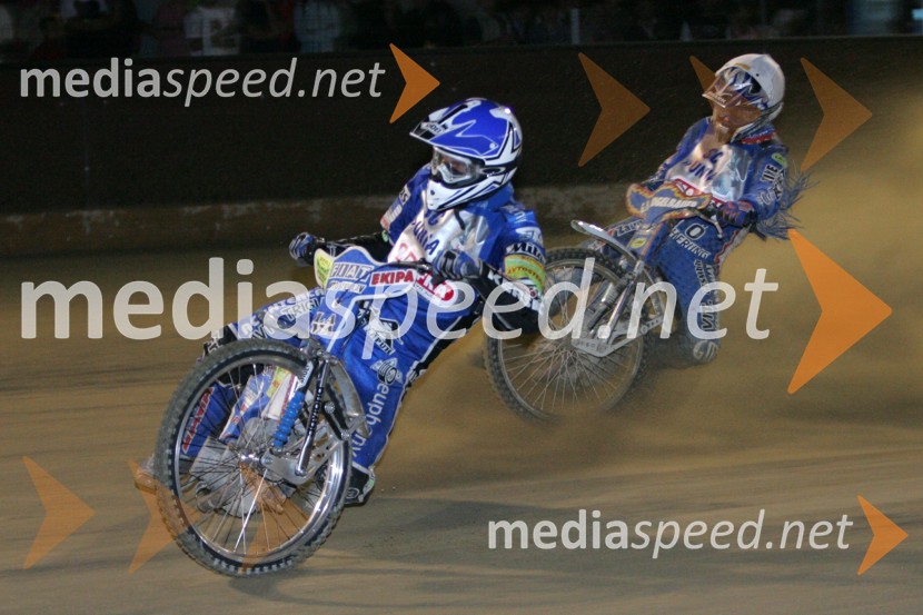 Matej Žagar, AMTK Ljubljana in Friedrich Wallner, AvstrijaSPEEDWAY, 3. dirka ekipnega DP Slovenije, Hrvaške in Avstrije