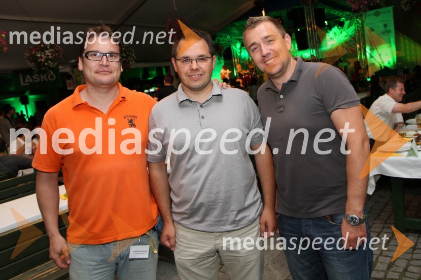 Damijan Nacevski, Agencija Odmev, Jure Struc, direktor marketinga družbe Pivovarna Laško d.d. in Dejan Ljubenovič, Summit leasingPivo in cvetje 2011, VIP dogajanje