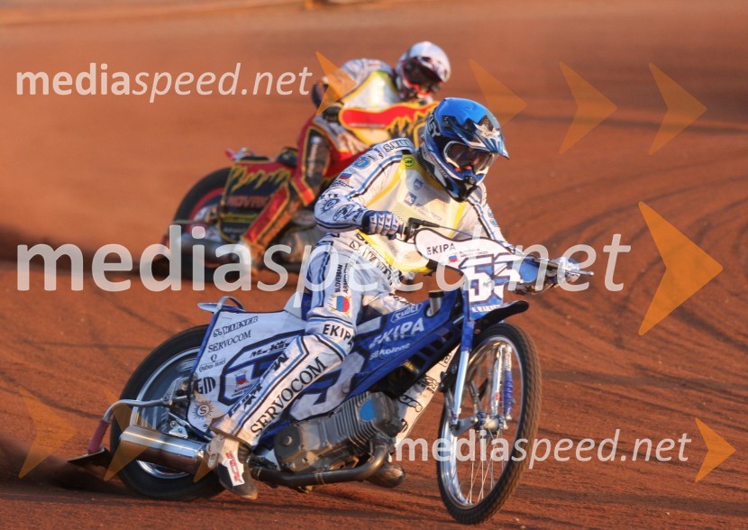 Matej Žagar in Aleksander ČondaSpeedway, državno prvenstvo posameznikov Slovenije in Hrvaške, 3. dirka