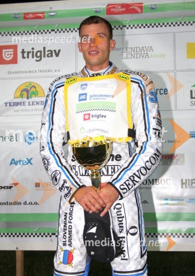 Matej Žagar, zmagovalec tekmeSpeedway, državno prvenstvo posameznikov Slovenije in Hrvaške, 3. dirka