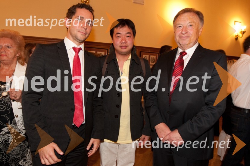 Miha Žerko, predsednik uprave SRC, Ning Feng, violinist, Ivan Žerko, SRCFestival Ljubljana 2011: Koncert kitajskega filharmoničnega orkestra Hangdžov