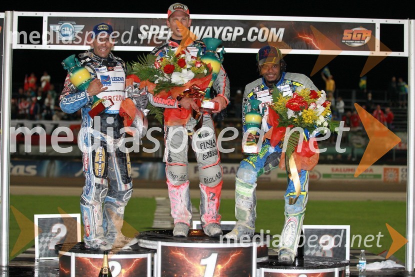 Greg Hancock (ZDA), Andreas Jonsson (Švedska), Antonio Lindback (Švedska)Speedway Grand Prix 2011, VN Italije - 6. dirka
