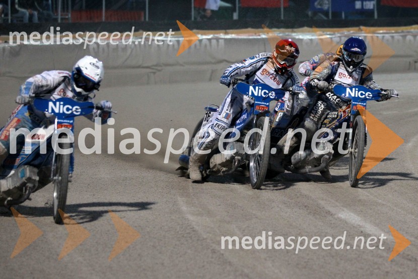 Nicki Pedersen (Danska), Matej Žagar (Slovenija) in Chris Holder (Avstralija)Speedway Grand Prix 2011, VN Italije - 6. dirka