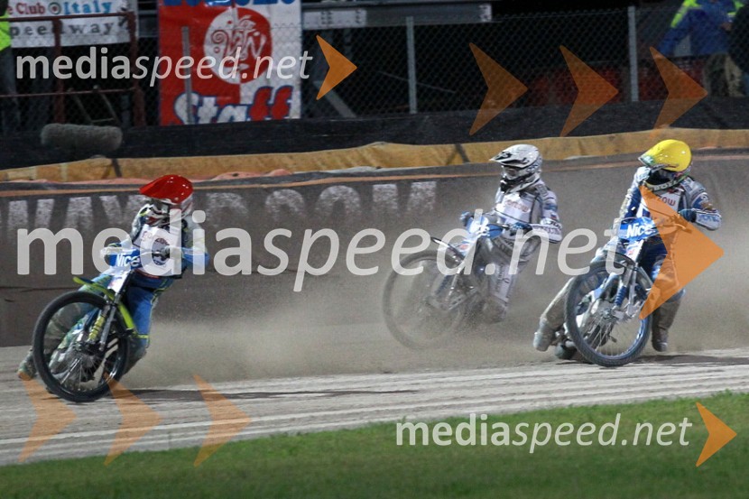 Antonio Lindback (Švedska), Matej Žagar (Slovenija) in Rune Holta (Poljska)Speedway Grand Prix 2011, VN Italije - 6. dirka