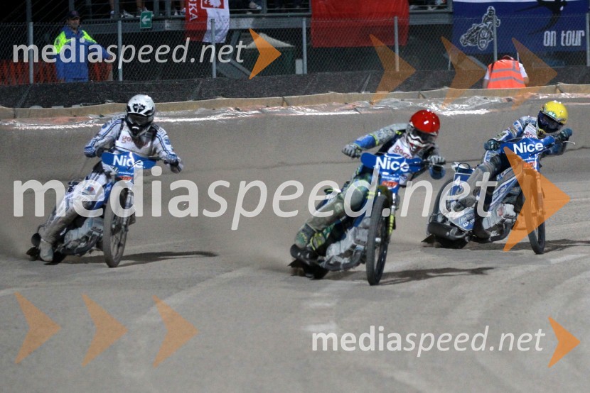 Matej Žagar (Slovenija), Antonio Lindback (Švedska) in Rune Holta (Poljska)Speedway Grand Prix 2011, VN Italije - 6. dirka