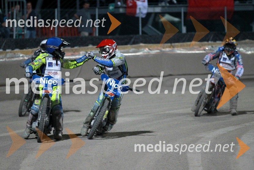 Kenneth Bjerre (Danska), Antonio Lindback (Švedska) in  Jason Crump (Avstralija)Speedway Grand Prix 2011, VN Italije - 6. dirka