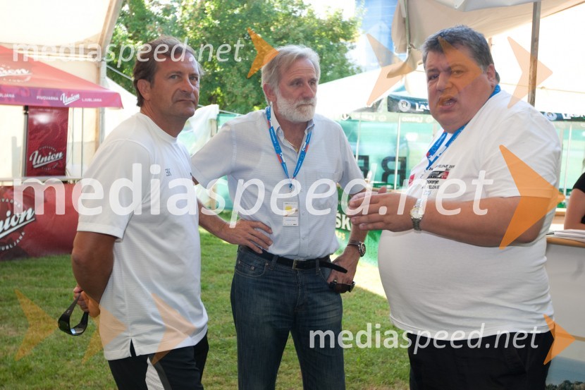 Karel Erjavec, politik, Matjaž Zanoškar, župan občine Slovenj Gradec in Janez Furman, duhovnikVIP CUP 2011, 24. teniški turnir dvojic