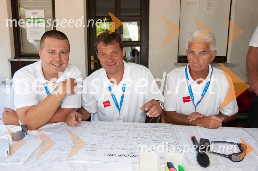 Matjaž Grosman, Evgen Roškar in Ivan HrastnikVIP CUP 2011, 24. teniški turnir dvojic