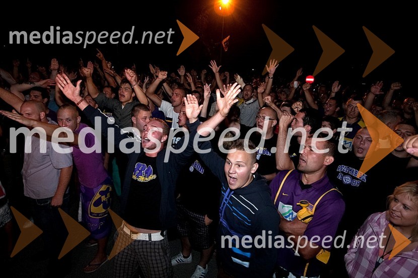 Vrnitev nogometašev NK Maribor po zmagi za Evropo nad Glasgow Rangers